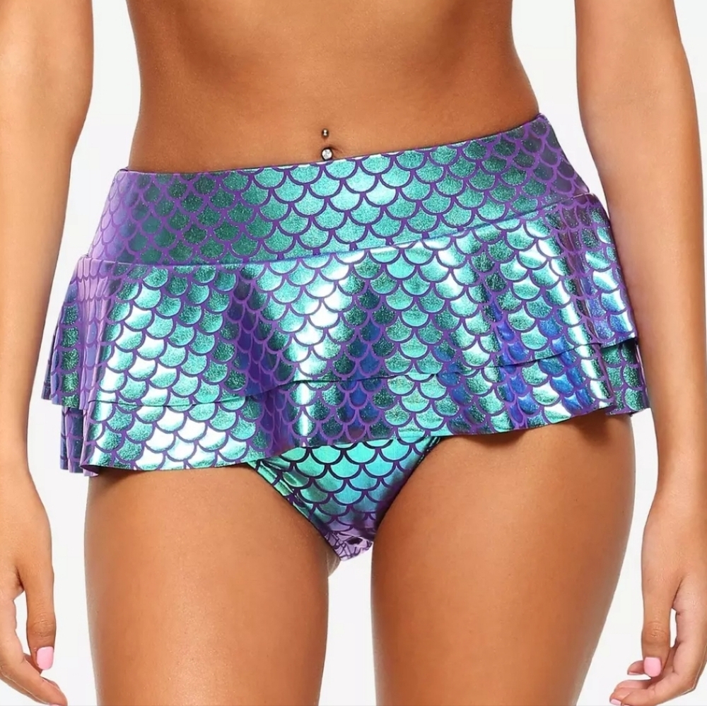 Disney The Little Mermaid Ariel ShinyScale Ruffle Swim Bottom Skirted Sz Medium